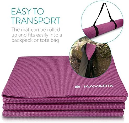 Navaris Foldable Yoga Mat for Travel - 1/8 inch (4mm) Thick Exercise Mat for Yoga, Pilates, Workout, Gym, Fitness - Non-Slip Folding Thin Portable Mat - Image 3