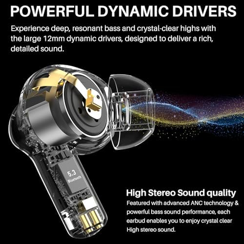 TOZO Hybrid Active Noise Cancelling Wireless Earbuds with 6 Mics AI Clear Call Ear Buds 55H Playtime with LED Display 32 Preset EQs via APP Bluetooth 5.3 IPX8 Waterproof in Ear Headphones - Image 6
