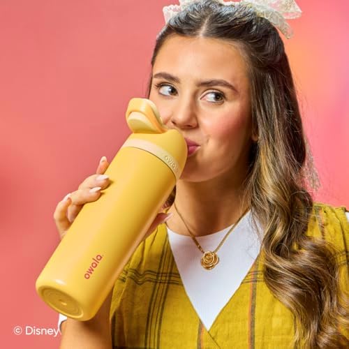 Owala Disney Princess FreeSip Insulated Stainless Steel Water Bottle with Straw for Sports and Travel, BPA-Free Sports Water Bottle, 24 oz, Belle - Image 6