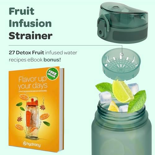 Hydracy Water Bottle with Time Marker -Large BPA Free Water Bottle & No Sweat Sleeve -Leak Proof Gym Bottle with Fruit Infuser Strainer & Times to Drink -Ideal for Fitness Sports & Outdoors - Image 7