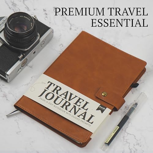 Travel Journal with Prompts - Vegan Leather Adventure Essential - Page-A-Day Travel Journal for Women Men Nonbinary - A5 Daily Diary & Traveler Notebook - Gift - Present - Image 6