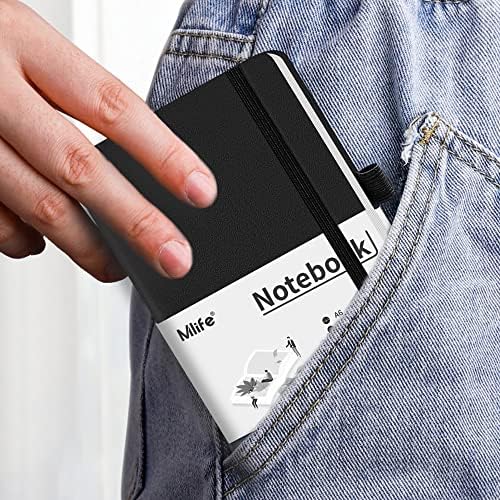 A6 Small Journal Notebook, Lined Pocket Notebook with Pen Holder, Mini Notebook Hardcover, 192 Pages, 3.9 inches * 5.5 inches Jurnal for Women and Man(1PACK Black) - Image 2